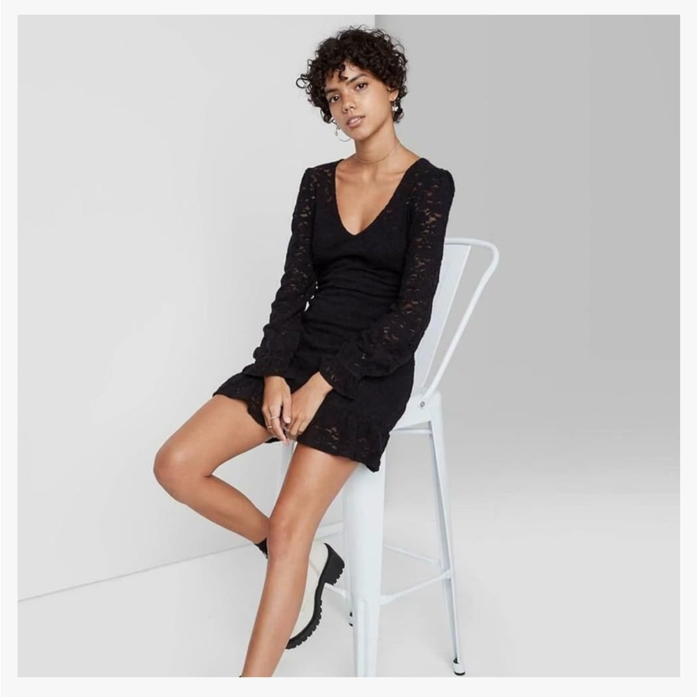 Wild Fable brushed lace long sleeve skirt dress